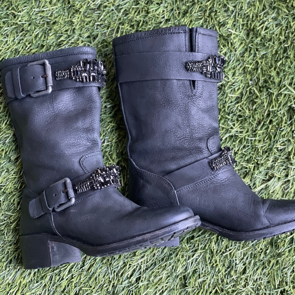 Vera Wang Lavendar jeweled moto boots 5.5M  (35.5 EU)